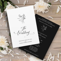 Trendy Wildflowers Bouquet Wedding Black & White
