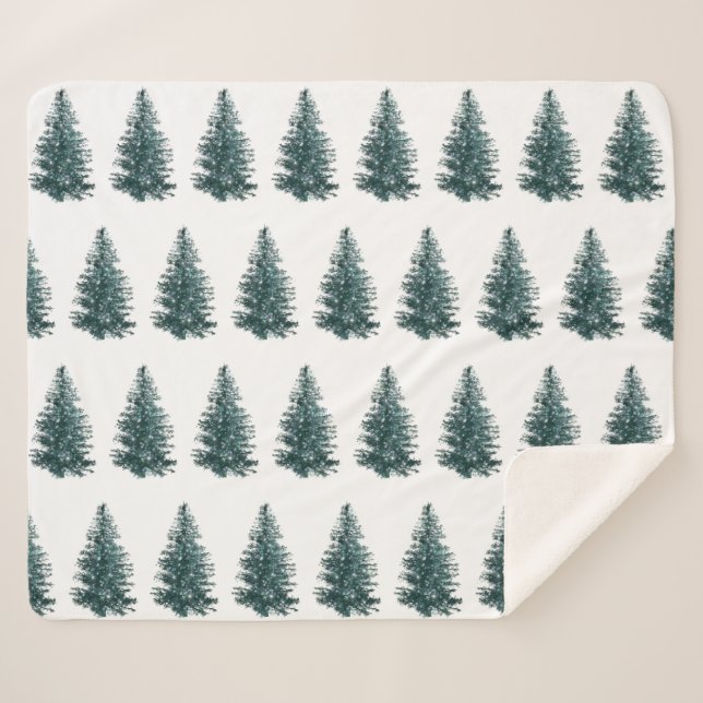 Trendy Winter Christmas Tree Pattern  Sherpa Blanket (Front (Horizontal))