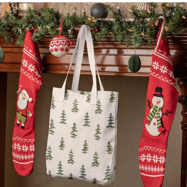 Trendy Winter | Christmas Tree Pattern Tote Bag (Creator Uploaded)