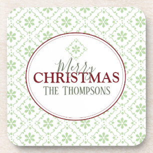 Trendy Winter Holiday Snowflake Christmas Coaster