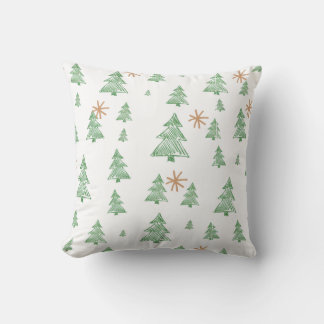 Trendy Winter Unique Christmas Tree Stars Throw Pillow