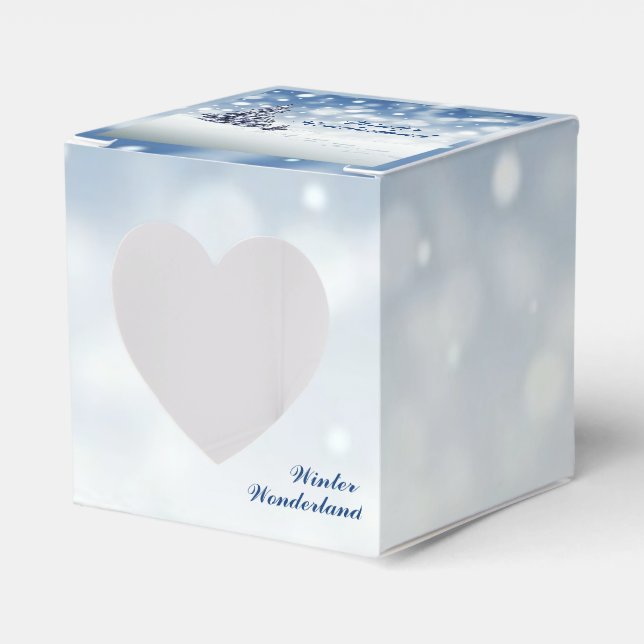 Trendy Wintry Winter Wonderland Heart Favor Box (Front Side)