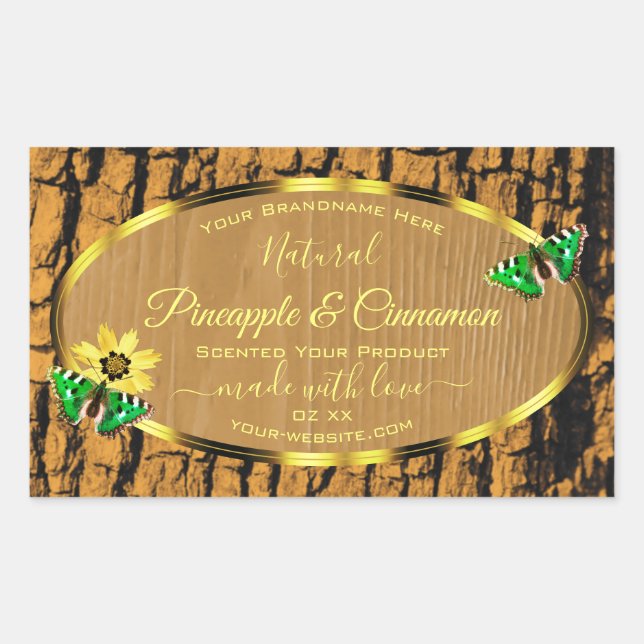 Trendy Wood Grain Rustic Tree Bark Product Labels (Front)