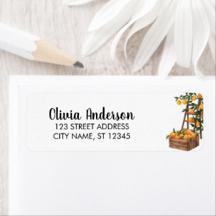 Trendy Wooden Crate Oranges Return Address Label  