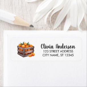 Trendy Wooden Crate Oranges Return Address Label  