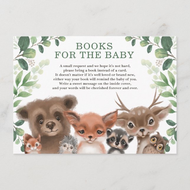 Trendy woodland Animals Forest Books for Baby Enclosure Card (Front)
