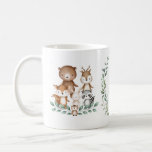 Trendy Woodland Animals Forest Greenery Monogram Coffee Mug<br><div class="desc">Original watercolor illustration by Blue Bunny Paper featuring a group of adorable forest animals and elegant greenery.</div>