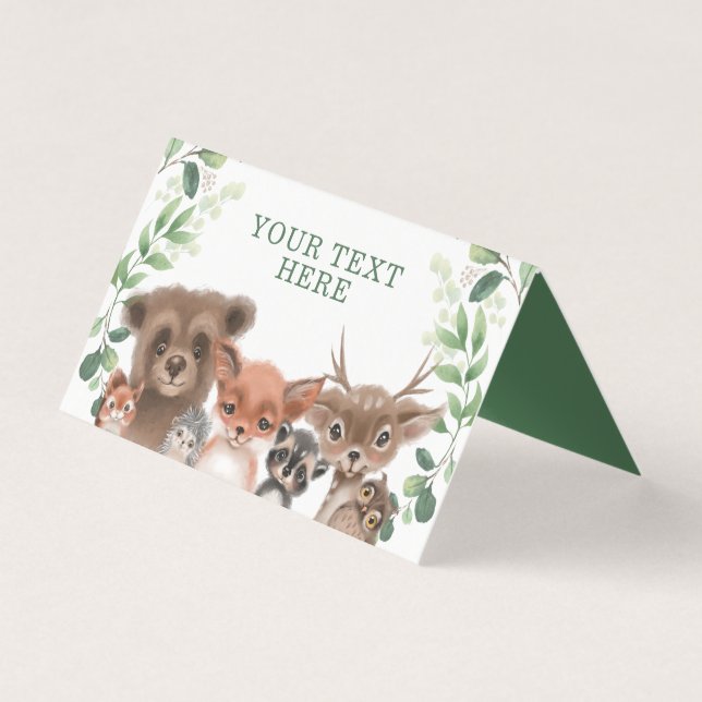 Trendy woodland Animals Forest Greenery Place Card (Front)