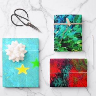 "Trendy" Wrapping Paper Flat Sheet Set of 3