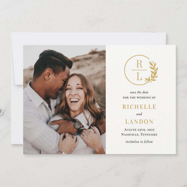 Trendy Wreath Editable Colour Save The Date Card (Front)