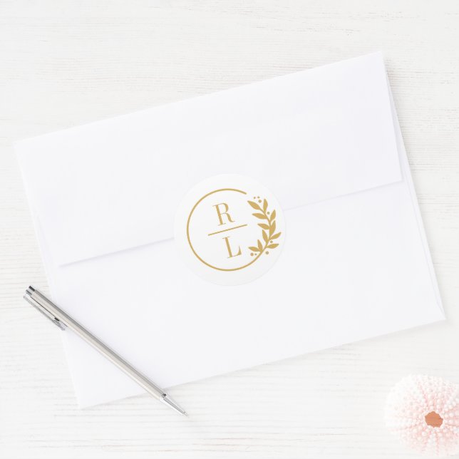 Trendy Wreath Editable Colour Wedding Stickers (Envelope)