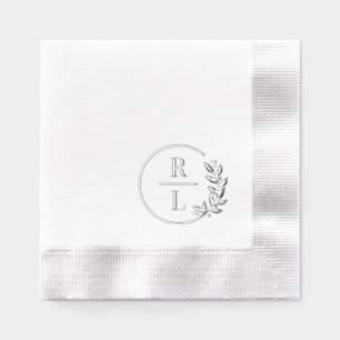 Trendy Wreath Wedding Logo Monogram Foil Napkins