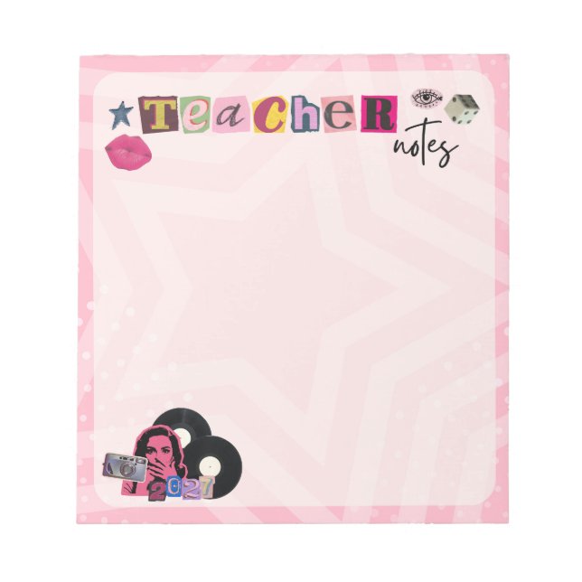 Trendy Y2K Teacher 2027 Notepad (Front)