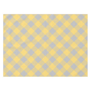 Trendy Yellow and Grey Check Gingham Pattern Tablecloth