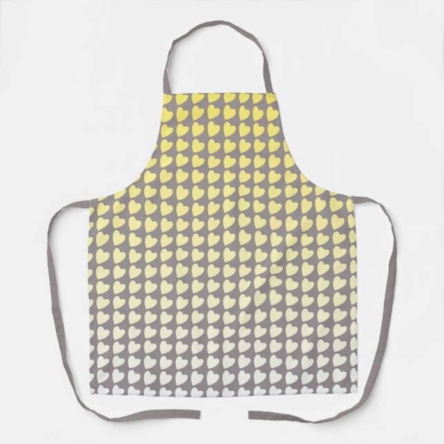 Trendy Yellow and Grey Heart Gradient Pattern Apron (Front)