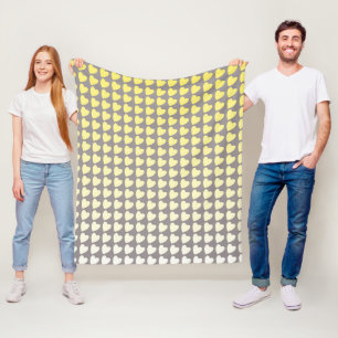 Trendy Yellow and Grey Heart Gradient Pattern Fleece Blanket