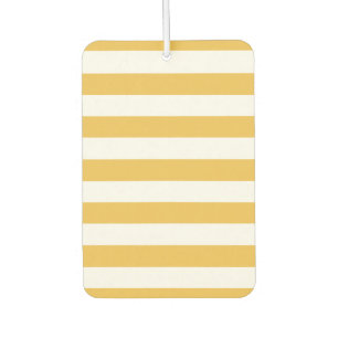 Trendy Yellow and White Wide Horizontal Stripes Air Freshener