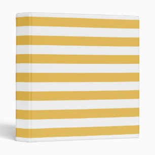 Trendy Yellow and White Wide Horizontal Stripes Binder