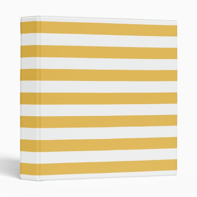 Trendy Yellow and White Wide Horizontal Stripes Binder (Front/Spine)