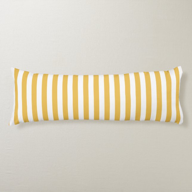 Trendy Yellow and White Wide Horizontal Stripes Body Pillow (Front)
