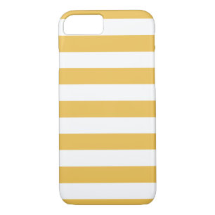 Trendy Yellow and White Wide Horizontal Stripes Case-Mate iPhone Case