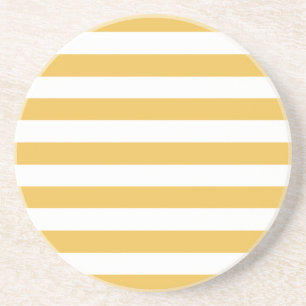 Trendy Yellow and White Wide Horizontal Stripes Coaster