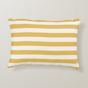 Trendy Yellow and White Wide Horizontal Stripes Decorative Pillow