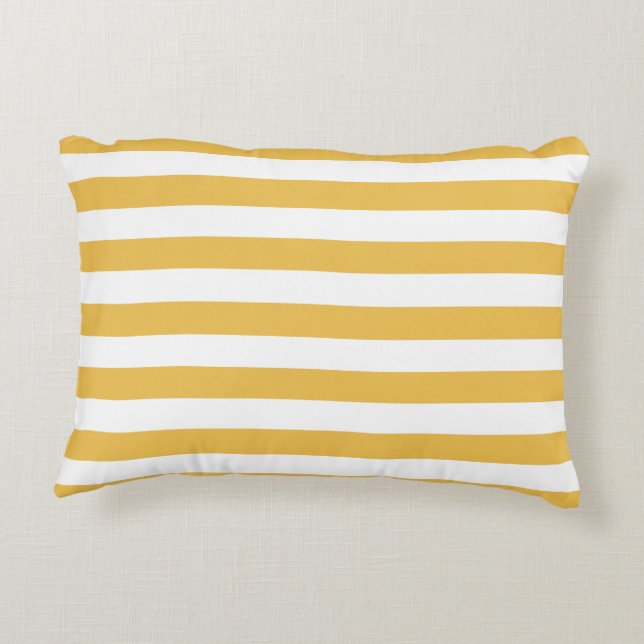 Trendy Yellow and White Wide Horizontal Stripes Decorative Pillow (Back)