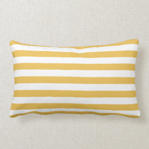 Trendy Yellow and White Wide Horizontal Stripes Lumbar Pillow