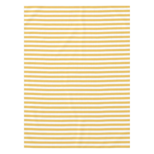 Trendy Yellow and White Wide Horizontal Stripes Tablecloth (Front)