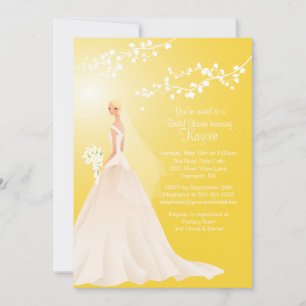 Trendy Yellow BLONDE Bride Bridal Shower Invite
