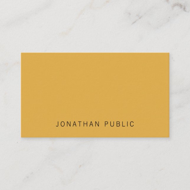 Trendy Yellow Brown Simple Minimalist Template Business Card (Front)