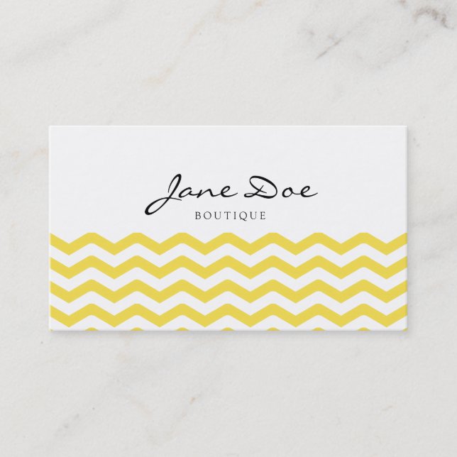 Trendy Yellow Chevron Business Card (Front)
