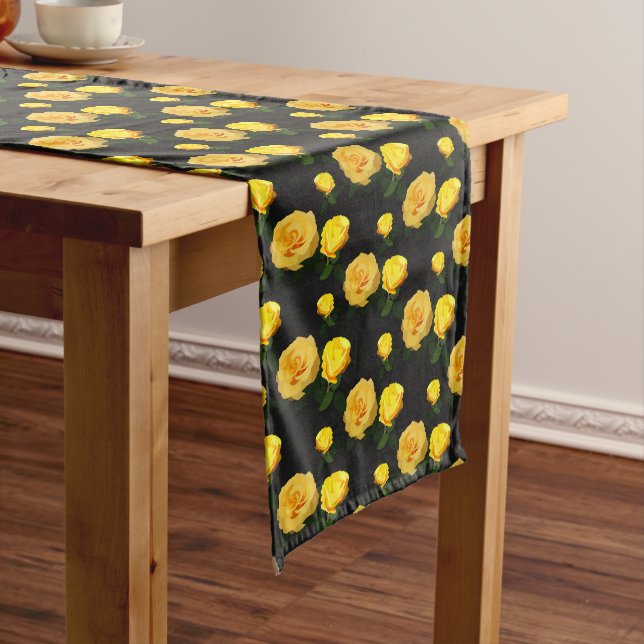 trendy yellow floral   long table runner (In Situ)
