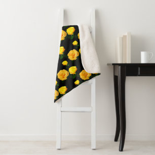 trendy yellow floral sherpa blanket