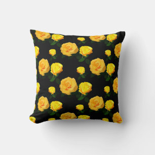 trendy yellow floral throw pillow
