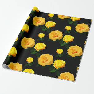 trendy yellow floral   wrapping paper