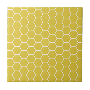 Trendy Yellow Geometric Honeycomb Hexagon Pattern Tile