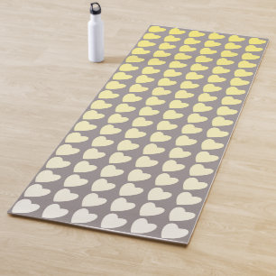 Trendy Yellow Grey Heart Pattern Gradient Yoga Mat
