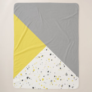 Trendy Yellow Grey Terrazzo Sherpa Blanket