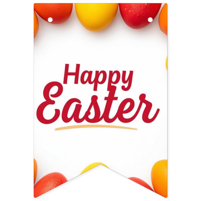 Trendy Yellow & Orange Easter Eggs Pattern Paper P Bunting Flags (Second Flag)