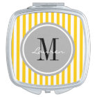 Trendy Yellow Stripes Personalized Compact Mirror
