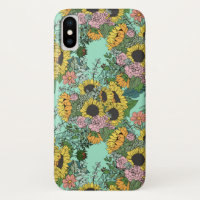 Trendy yellow sunflowers and pink roses design