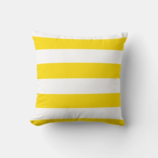 Trendy Yellow White Striped Modern Decorative Throw Pillow (Front)
