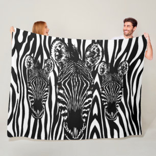 Trendy Zebra  Herd on Zebra Print Fleece Blanket