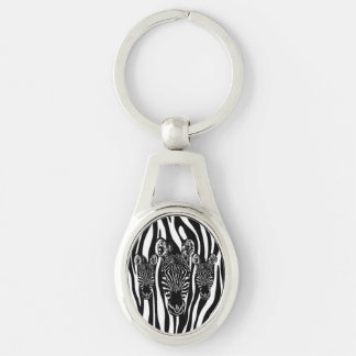 Trendy Zebra Herd on Zebra Print Keychain