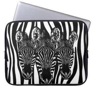 Trendy Zebra Herd on Zebra Print Laptop Sleeve