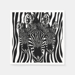 Trendy Zebra  Herd on Zebra Print Napkin