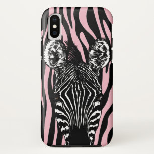 Trendy Zebra Herd on Zebra Print Pink Case-Mate iPhone Case