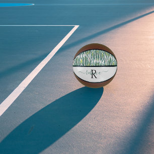 Trendy Zebra Pattern   Monogram Basketball